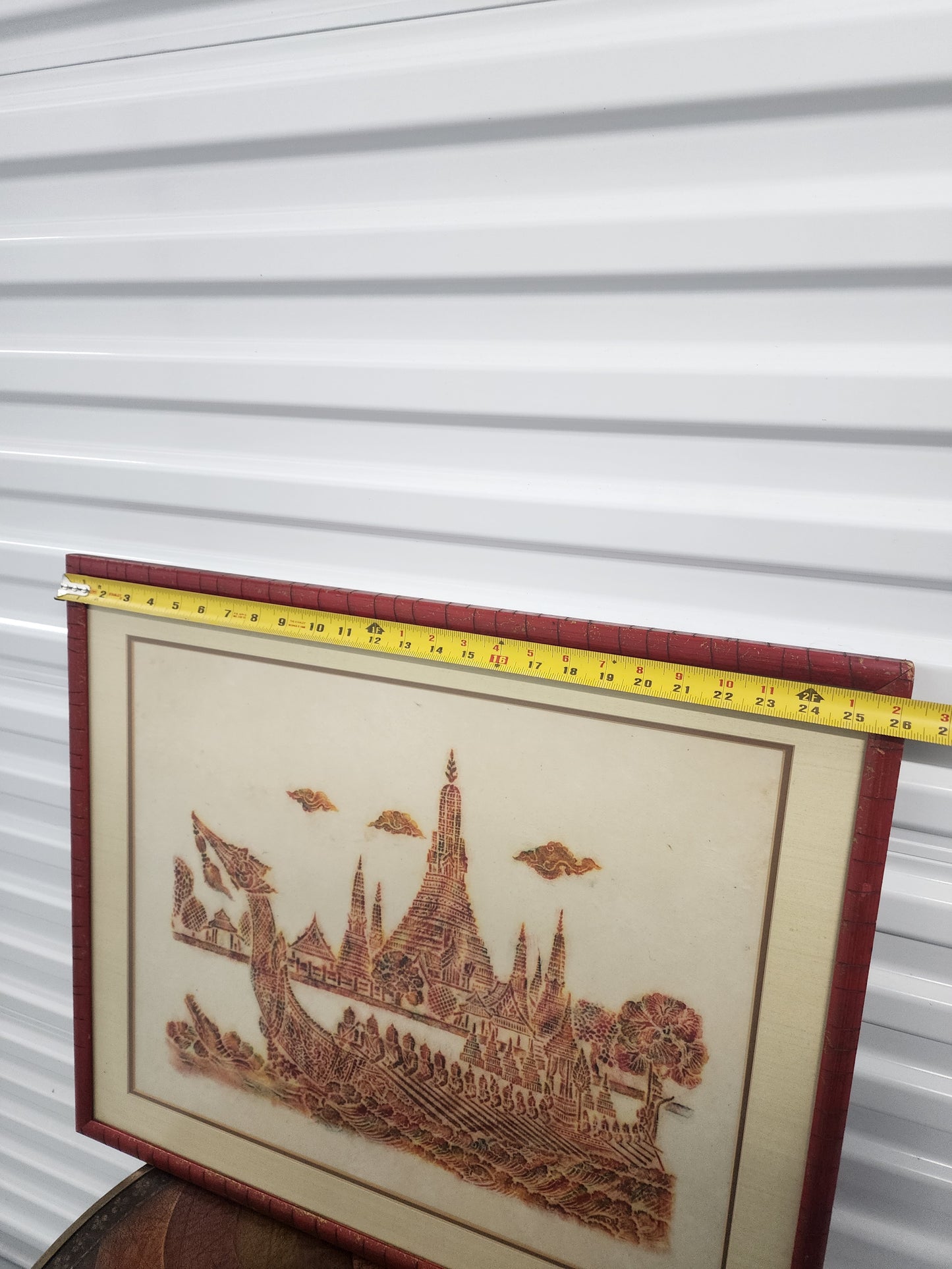 Thai dragon boat temple rubbing framed
