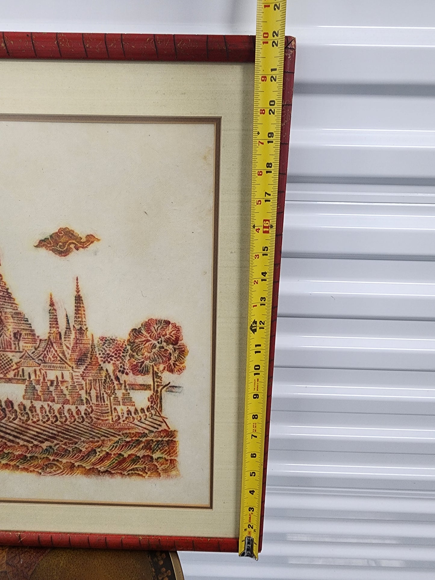 Thai dragon boat temple rubbing framed