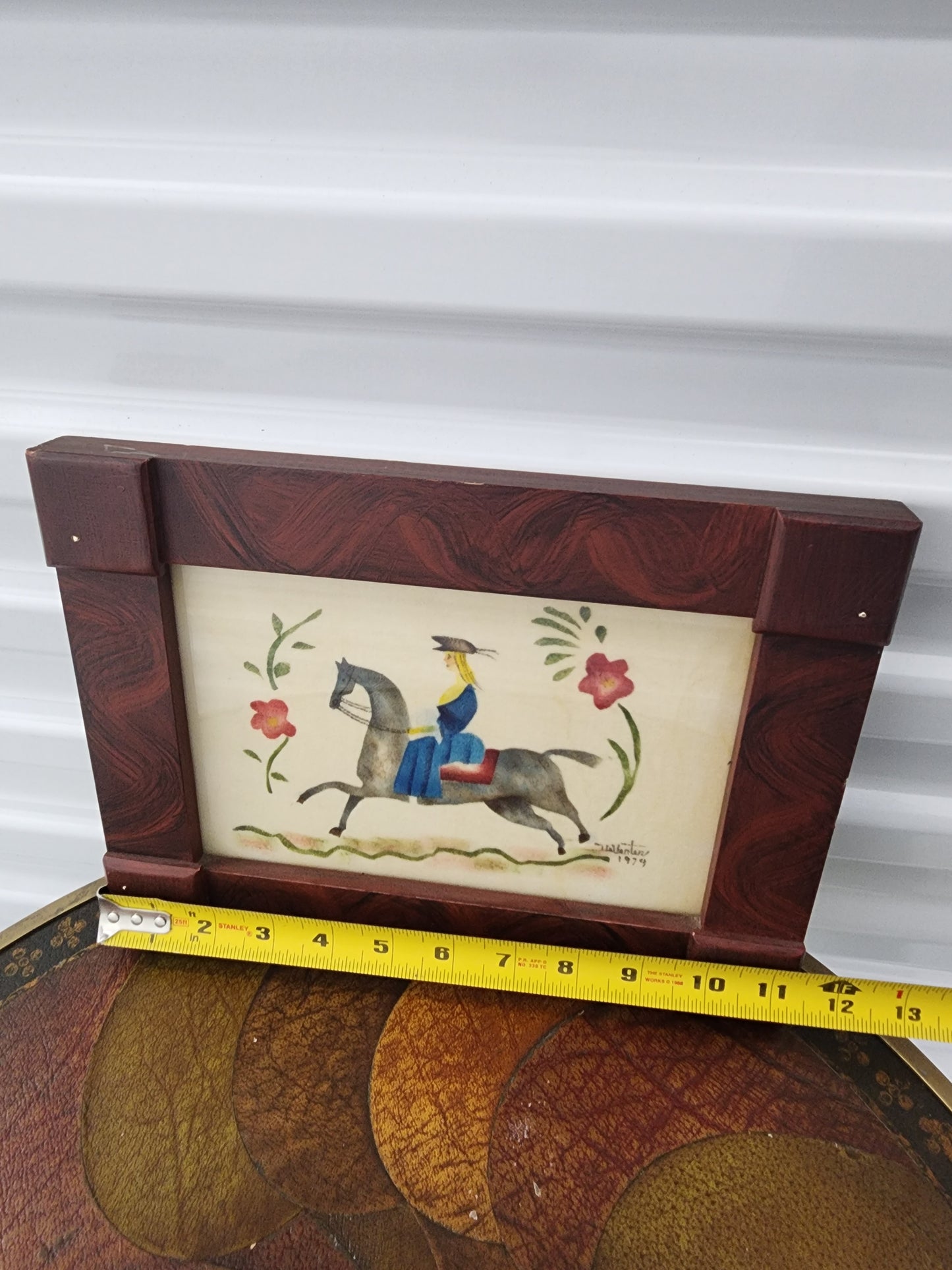 Lady on a Horse Theorem painting on Velvet by Marie E. DeVenter 1979