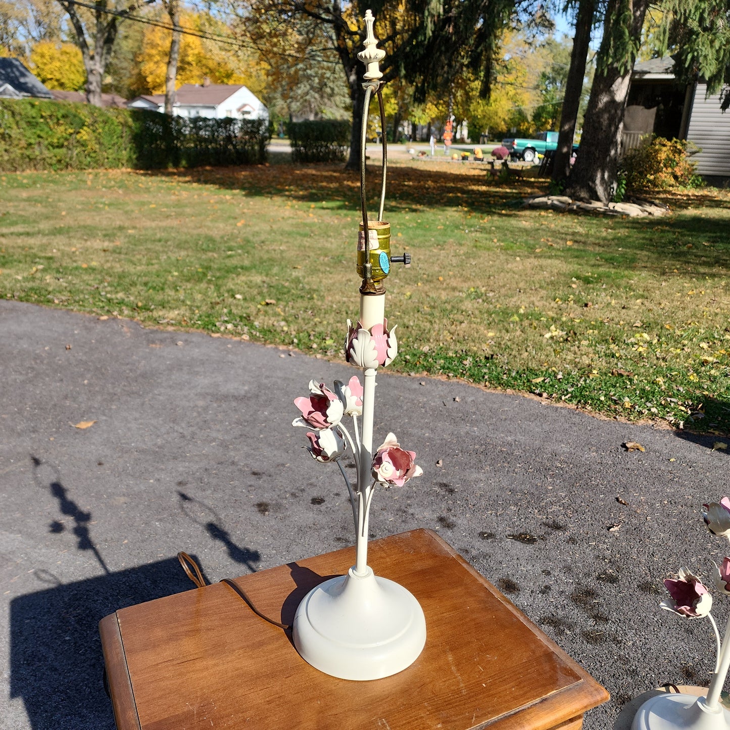 Pair of Metal Tole Tulip Lamps