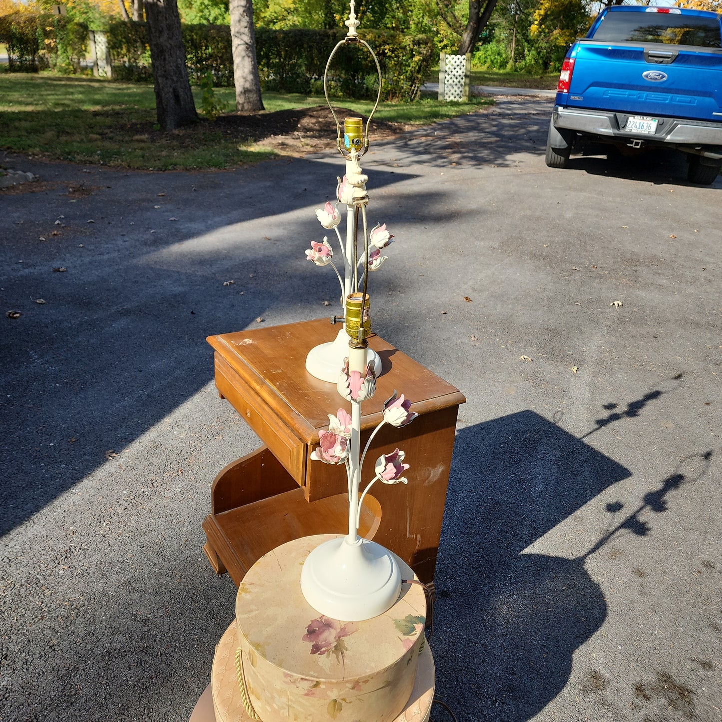 Pair of Metal Tole Tulip Lamps