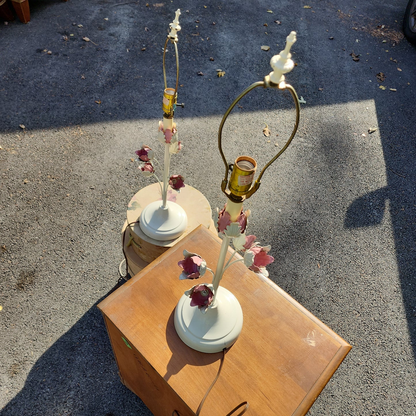 Pair of Metal Tole Tulip Lamps